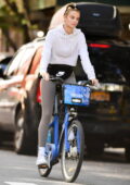 Kate Bock looks radiant while enjoying a Citi bike in New York City