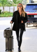 Frida Aasen looks striking in all-black as she arrives for the Michael Kors X 007 event in Miami, Florida