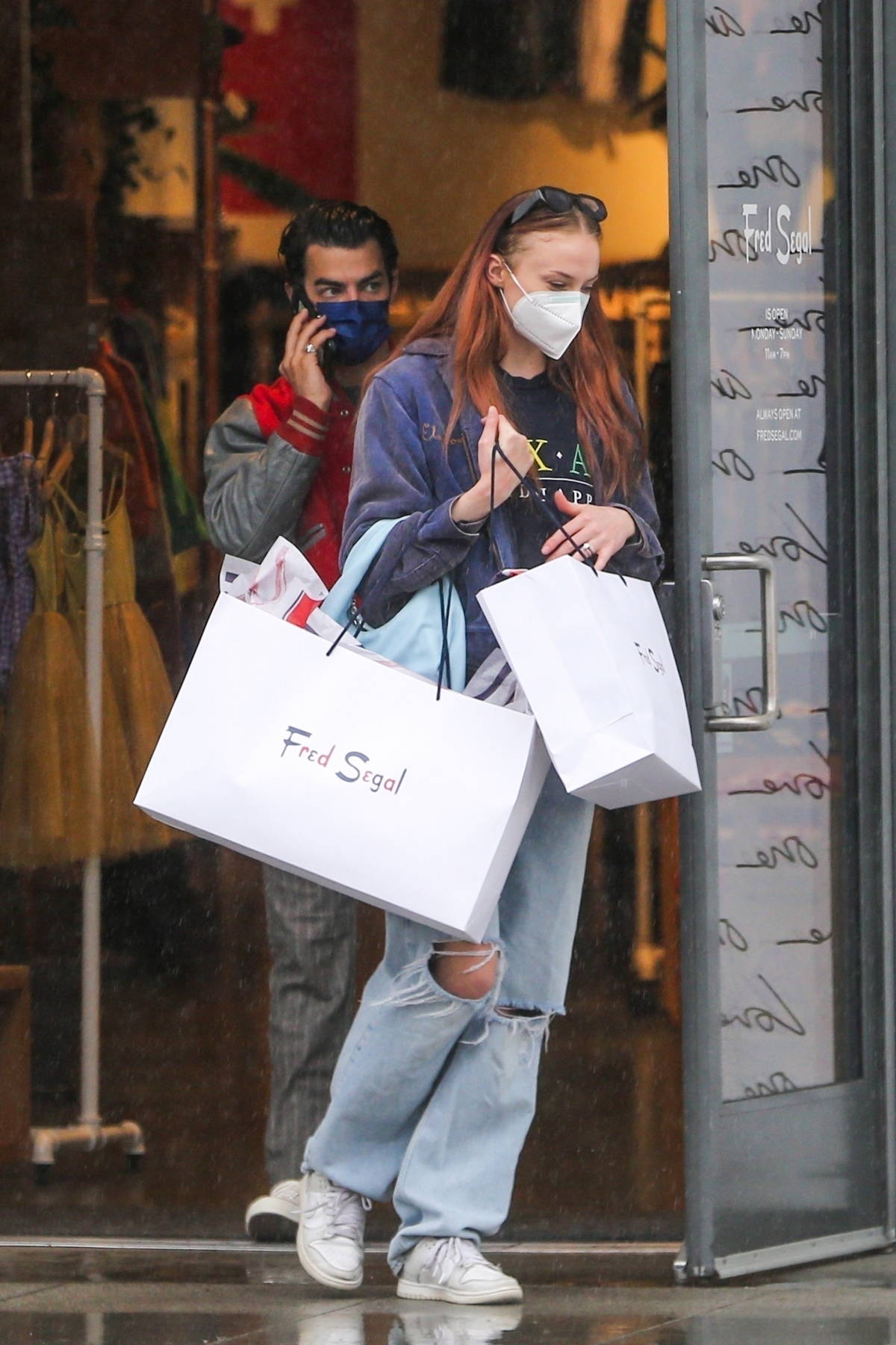 Sophie Turner and Joe Jonas head to lunch at South Beverly Grill after shopping at Fred Segal in West Hollywood, California