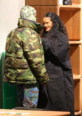 Rihanna bundles up all-black winterwear while stepping out for shopping with boyfriend ASAP Rocky in New York City