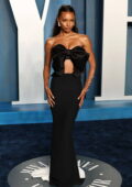 Jasmine Tookes attends the 2022 Vanity Fair Oscar Party at the Wallis Annenberg Center for the Performing Arts in Beverly Hills, California