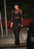 Nicole Scherzinger looks great in black during a dinner date with friends at Giorgio Baldi in Santa Monica, California