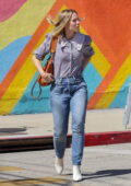 Kristen Bell rocks white ankle boots while running errands in Los Feliz, California