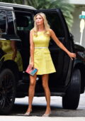 Ivanka Trump looks stylish in a yellow mini dress as she steps out for dinner with husband Jared Kushner in Miami, Florida