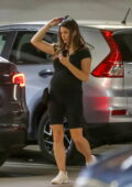 Ashley Greene dons a skintight black romper while stepping out for lunch in Hollywood, California