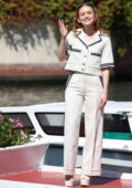 Sadie Sink is all smiles as she arrives at the Hotel Excelsior during the 79th Venice Film Festival in Venice, Italy