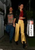 Charlotte Lawrence is all smiles as she and boyfriend Andrew Watt leave after dinner at Giorgio Baldi in Santa Monica, California