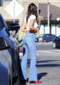 eiza gonzalez wears a black crop top and high-waisted jeans while making a  coffee run in los angeles-290220_1