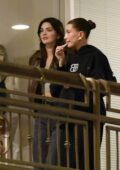 Kendall Jenner and Hailey Bieber are all smiles as they leave after dinner at Sushi Park in West Hollywood, California