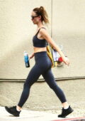 Olivia Wilde shows off her fit physique in sports bra and leggings as she hits the gym in Studio City, California