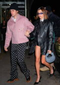 Hailey Bieber puts on a leggy display while out for dinner with Justin Bieber in New York City
