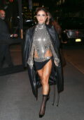 Camila Coelho dazzles in a metallic top with a black mini skirt while stepping out for an event during NYFW in New York City