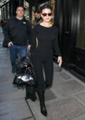 Halsey dons a black backless bodysuit while stepping out during Paris Fashion Week in Paris, France