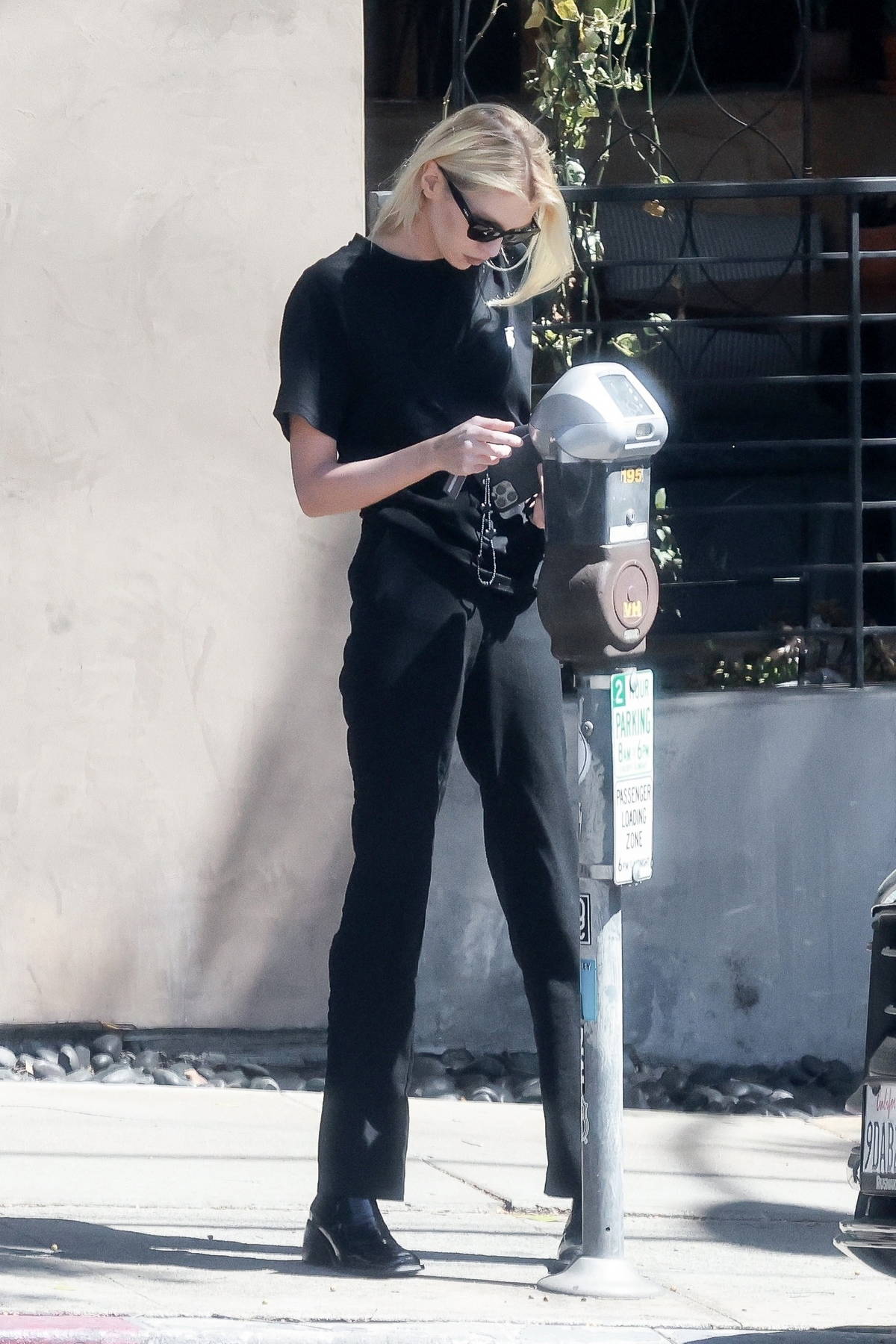 Stella Maxwell dons all black for lunch with a friend at Little Dom's in Los Feliz, California