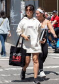 Camila Cabello dons an oversized hoodie and black legging shorts as she leaves the gym in New York City