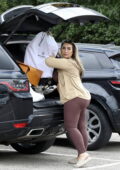 Lauren Goodger flaunts her curves in brown crop top and leggings as she leaves a gym in Essex, UK