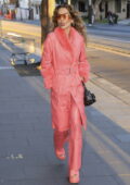 Rita Ora looks striking in coral-colored leather ensemble while out promoting her new album 'You and I' in Sydney, Australia