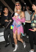 Paris Hilton is all smiles after her concert at the Fonda Theater in Hollywood, California