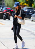 Kaia Gerber shows off her mile-long legs in black leggings as she hits the gym in West Hollywood, California