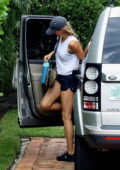 Gisele Bundchen shows off her toned legs in black shorts after her morning workout session in Miami, Florida