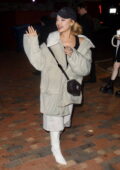 Ariana Grande greets fans while attending her brother Frankie Grande's performance at Bucks County Playhouse in New Hope, Pennsylvania