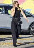 Kristen Bell dons a black tank top with matching jeans shoes while out running errands in Los Angeles