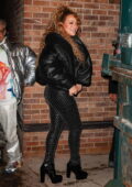 Mariah Carey flaunts her curves in a black jumpsuit as she arrives at Nas’ concert at Belly Up Aspen in Aspen, Colorado