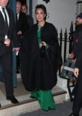 Salma Hayek seen leaving Victoria Beckham's 50th birthday party in London, England