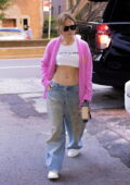 Jennifer Lopez flaunts her toned midriff in a tiny crop top while stepping out in New York City