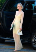 Julianne Hough looks amazing in a pastel yellow dress while seen arriving for her book signing event at the Grove in Los Angeles
