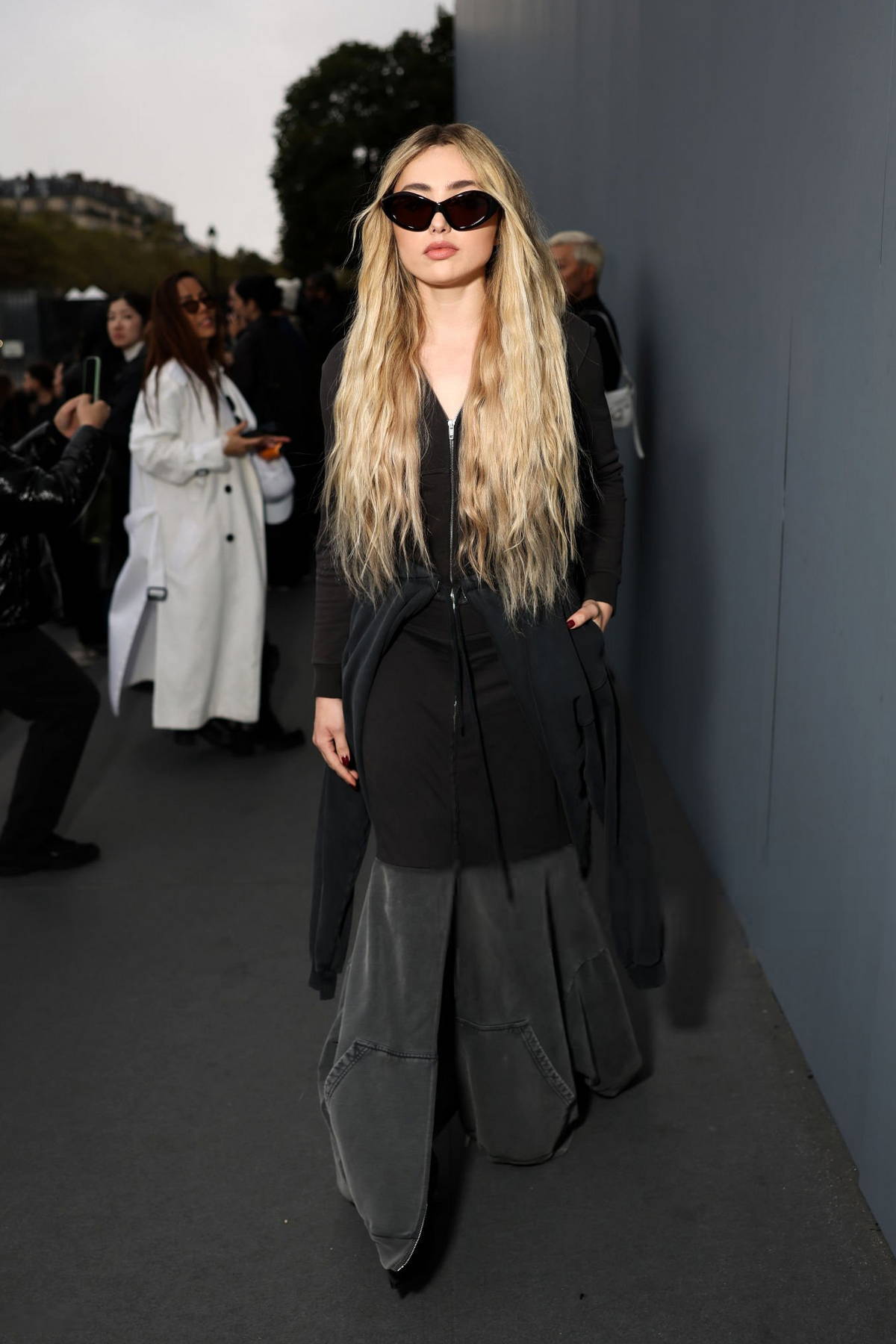 Peyton List attends the Balenciaga SS25 during Paris Fashion Week in Paris, France