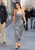 Rachel Zegler looks stylish in a striped grey dress while arriving for an appearance of the 'Today' show in New York City
