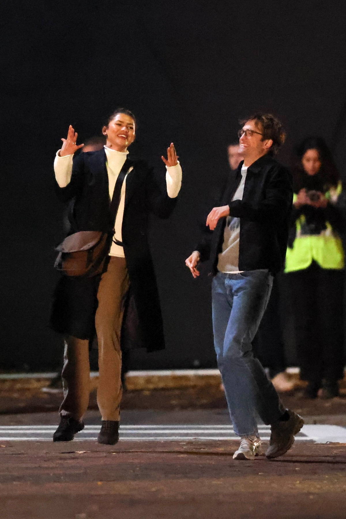 Zendaya and Robert Pattinson film a scene for 'The Drama' in Boston, Massachusetts