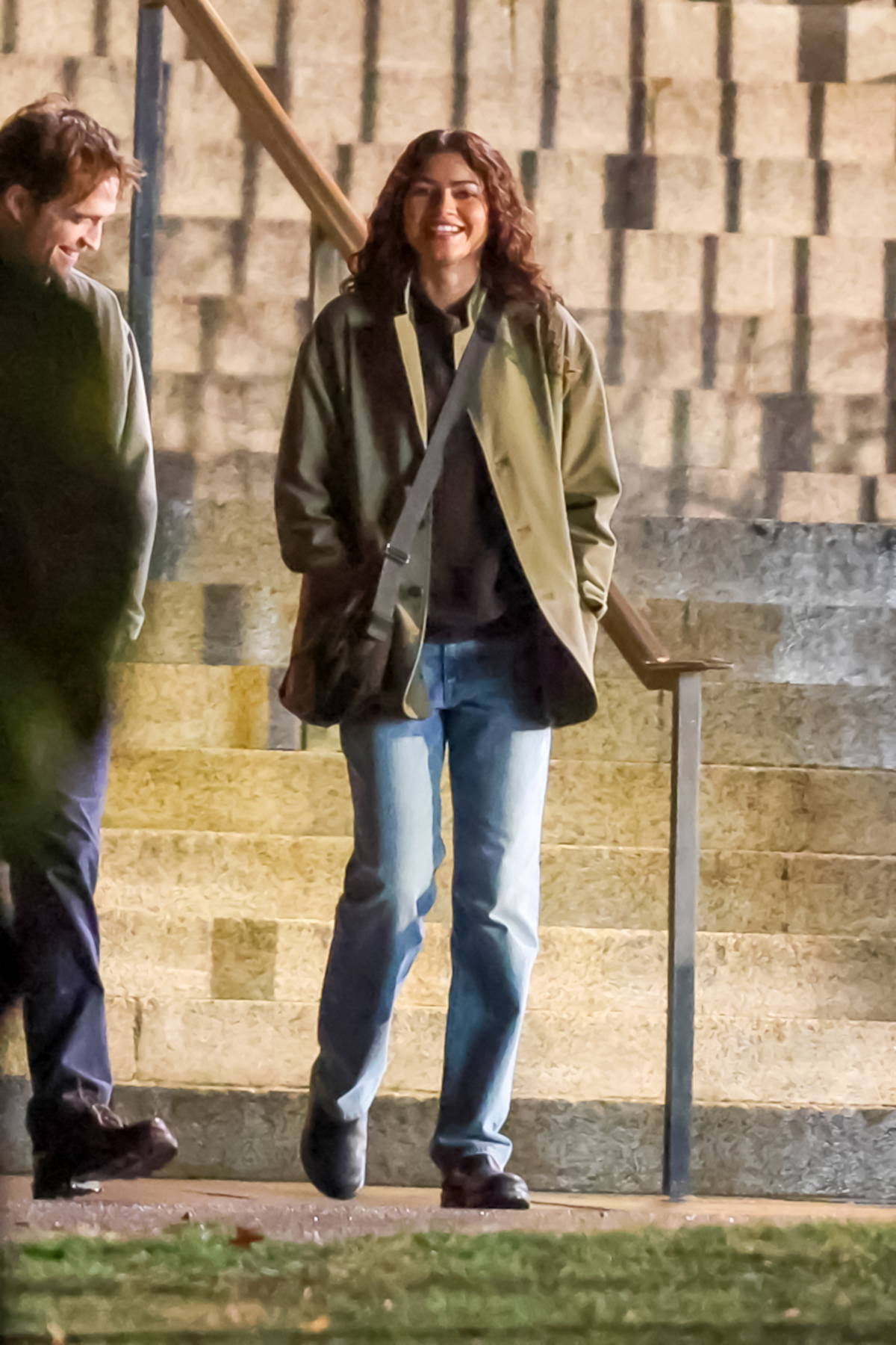 Zendaya and Robert Pattinson spotted filming a scene on the set of 'The Drama' in Andover, Massachusetts